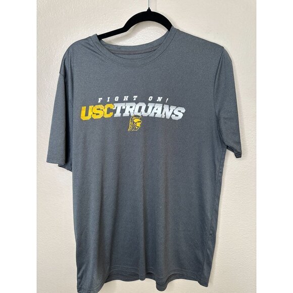 USC Mens Gray Shirt Large short sleeve round neck polyester football trojans - Picture 2 of 5